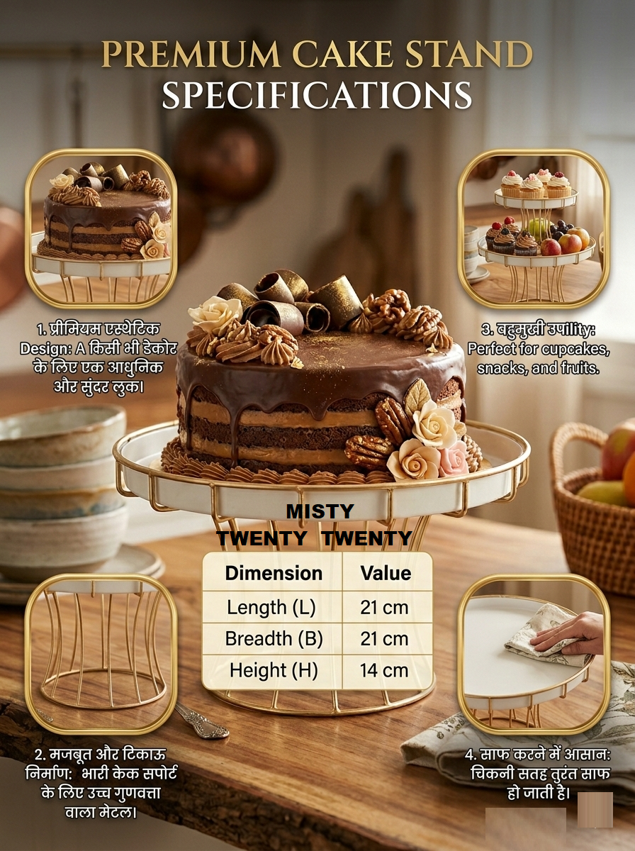 Damru Shape Cake Stand – 8 Inch | Decorative Serving Stand