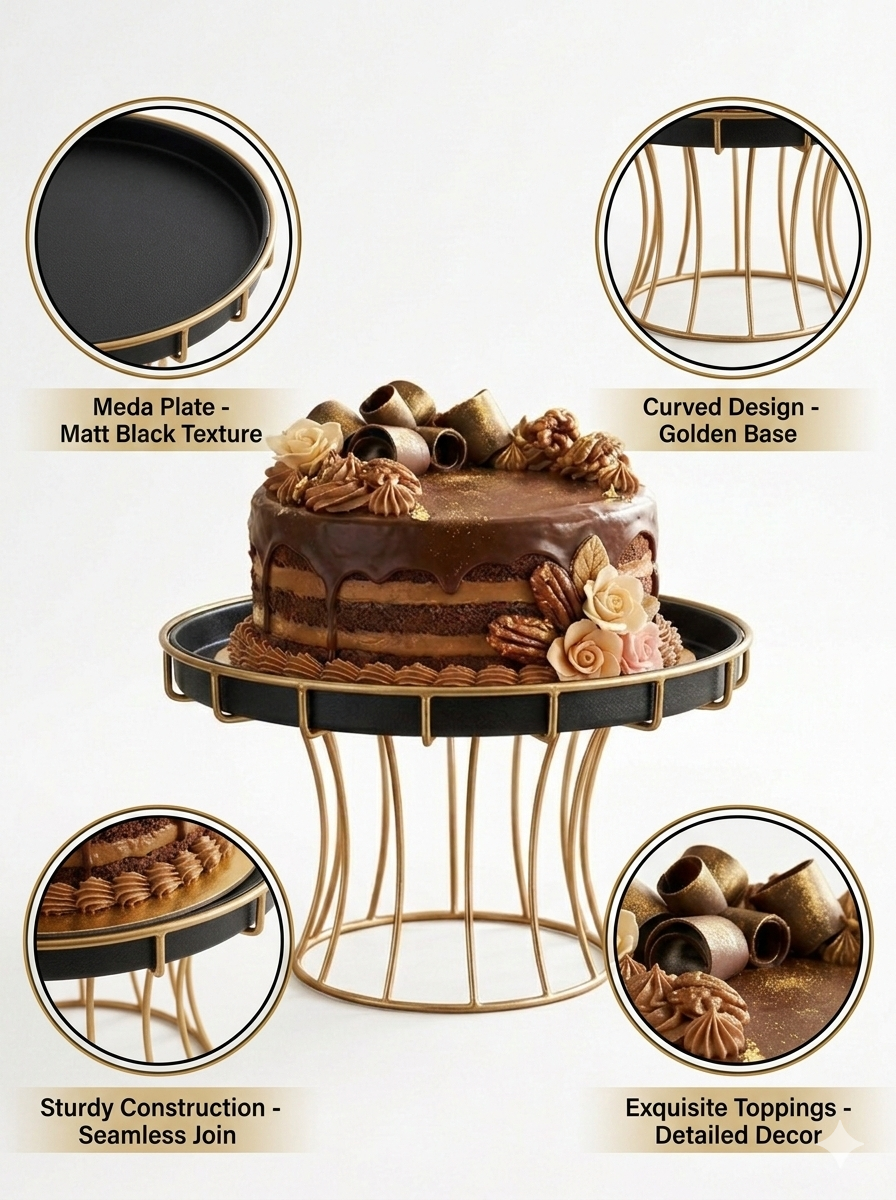Damru Shape Cake Stand – 8 Inch | Decorative Serving Stand