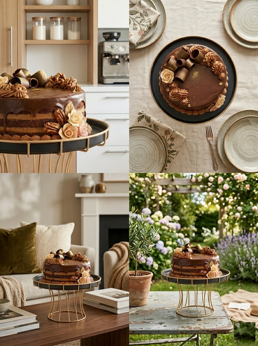 Damru Shape Cake Stand – 8 Inch | Decorative Serving Stand