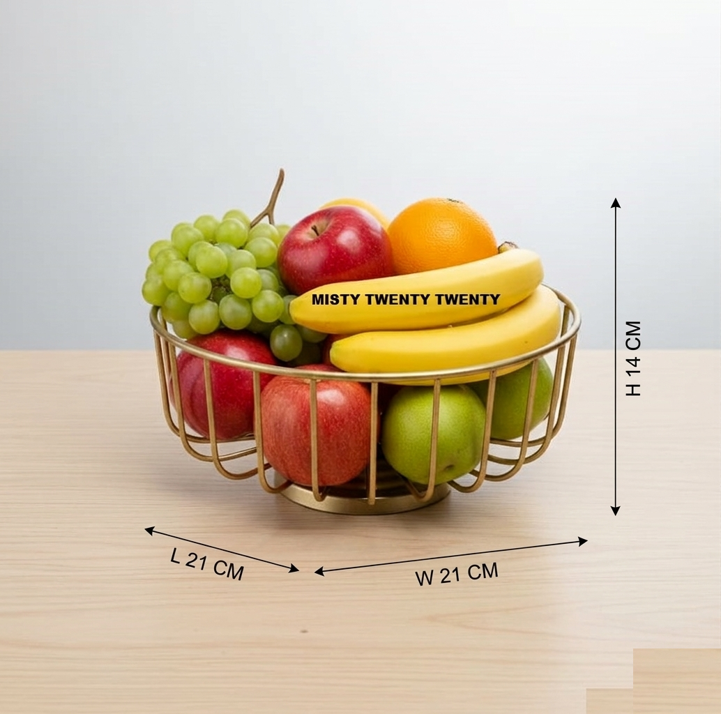 Golden Metal Fruits Basket | Decorative Wire Fruit Bowl